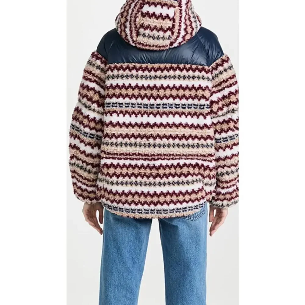 New Rag & Bone Women’s Joelle Sherpa Printed Puffer Down Jacket Size L - Picture 2 of 11